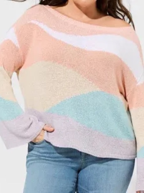 Sweaters - Torrid 3 like new✨Pastel Wave Knit Sweater - Women's Pink Multi